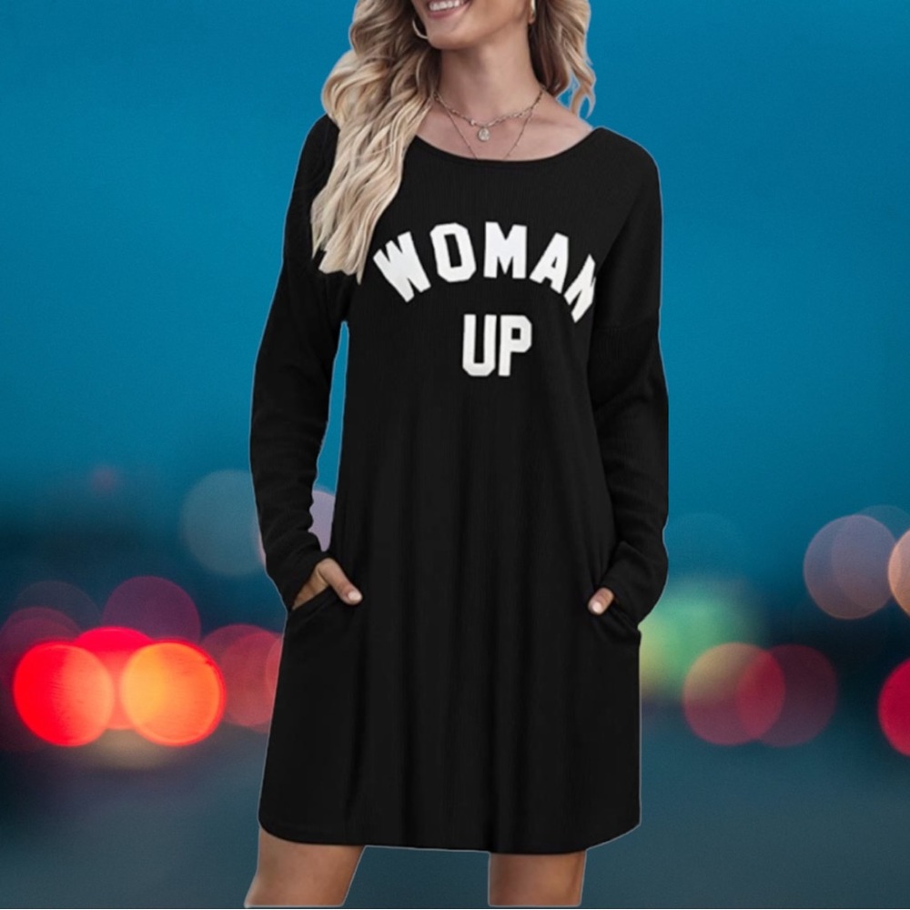 Chriselda: Crew Neck Waffle Knit Dress
